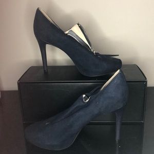 Navy Blue Zippered Bootie heels